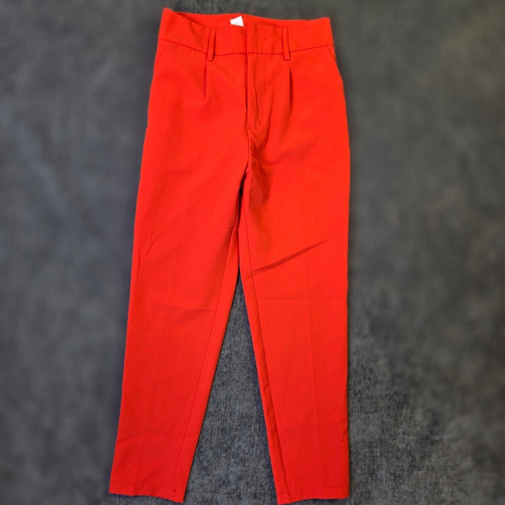 SHEIN Red Tapered Trousers Womens Size M Pleated Front Ankle Length